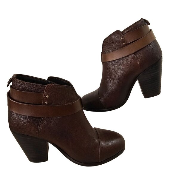 Rag Bone Harrow Ankle Boot Size 35 US 4.5 Brown Pebble Leather 3.5" Heel - Picture 9 of 10